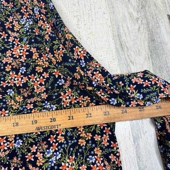 Vince Camuto Womens L Multi Floral Art Print Spring Blossom V Neck Stretch Top - Picture 7 of 9